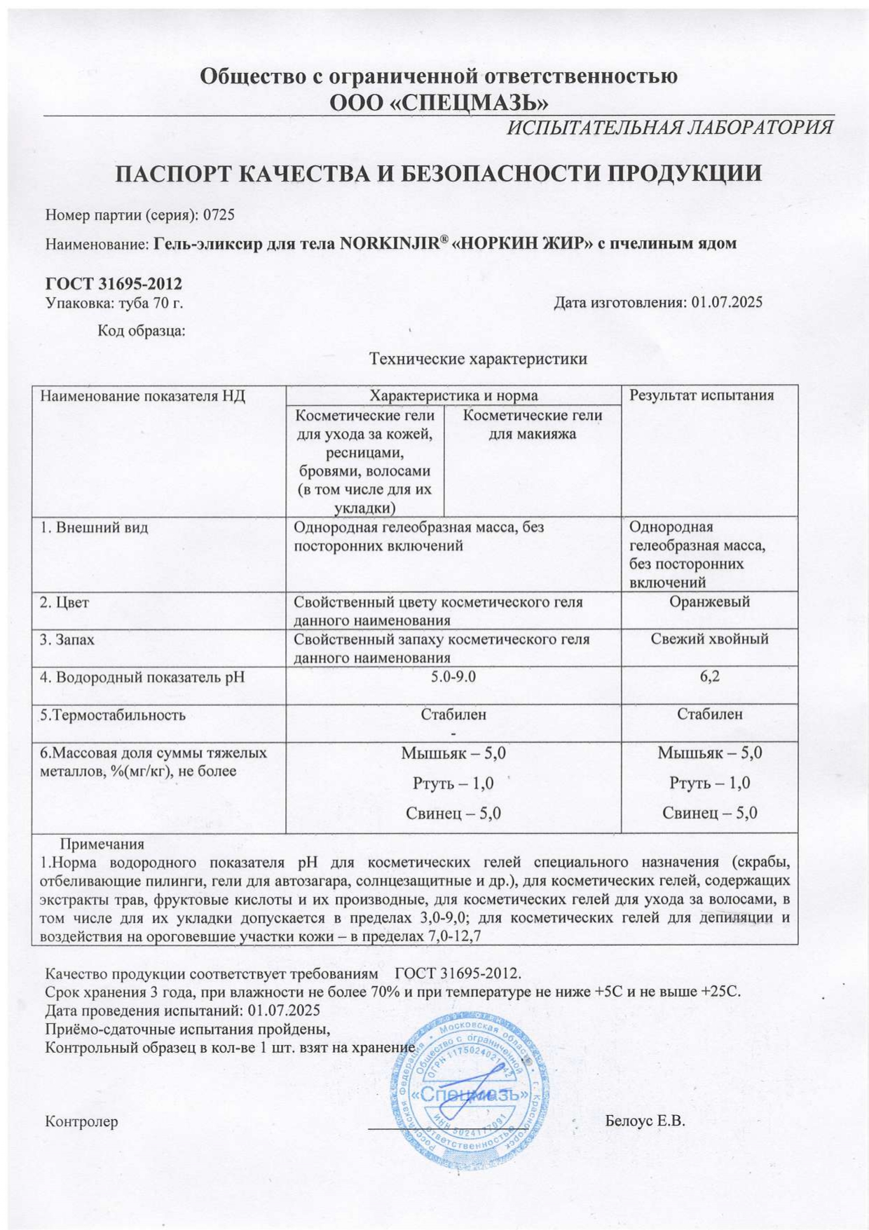 Паспорт №072025